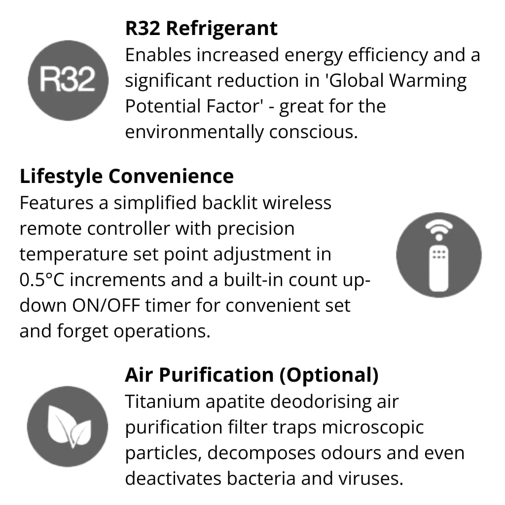 Daikin Lite FTXF25W 2.5kW Split System Series